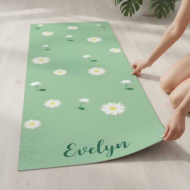 Tapis de Yoga Fresh Bloom – Vert Élégant Zazzle (Créateur téléchargé)