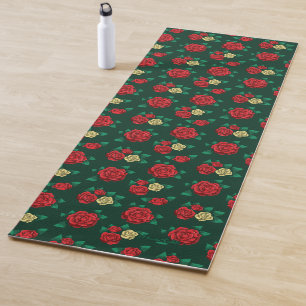 Tapis De Yoga Frida Kahlo motif rouge et de rose d'or