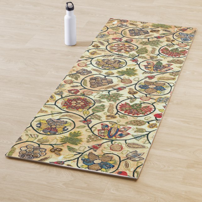 Tapis De Yoga Fruits et fleurs de broderie (En situation)