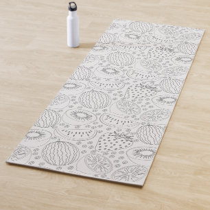 Tapis De Yoga Fruits tropicaux sans couture motif noir et blanc