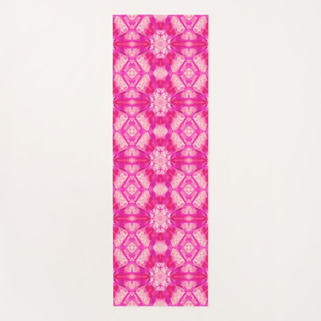 Tapis De Yoga Fuchsia et Pastel Pink Tie Dye Motif (Devant)