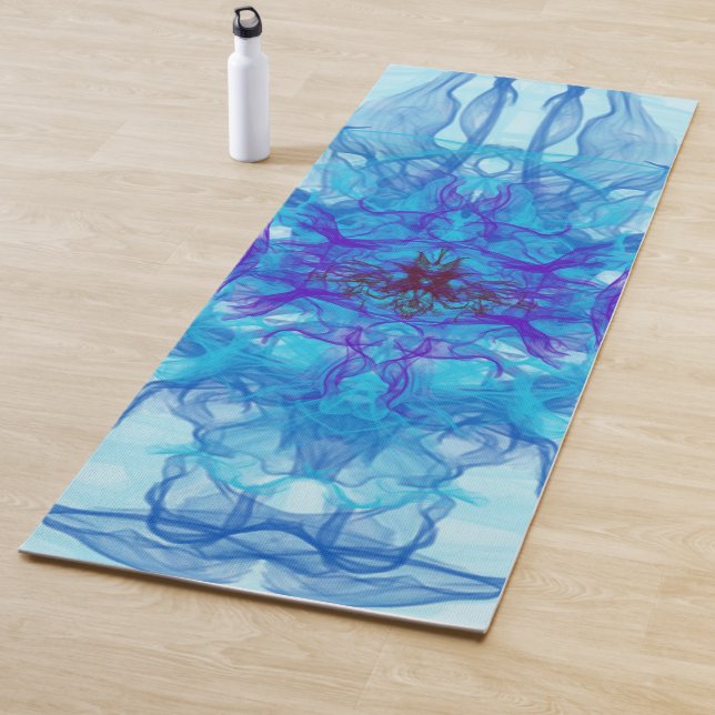 Tapis De Yoga FUMÉE BLEUE - Art Fractal - (En situation)