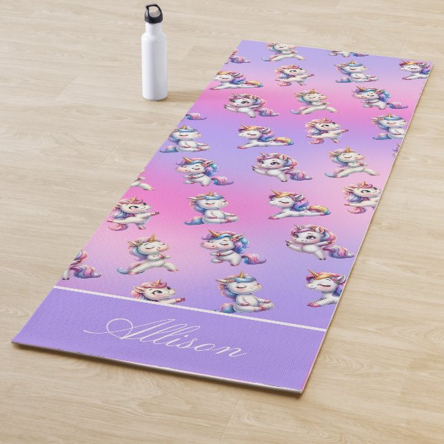 Tapis De Yoga Fun Pink Unicorne Yoga Mat (En situation)