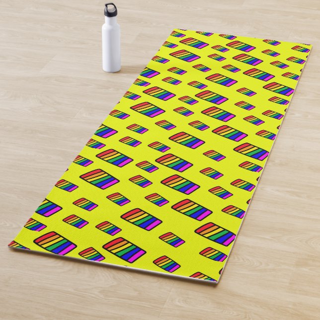 Tapis De Yoga Funky Neon Rainbow Block Motif (En situation)