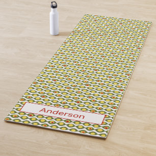 Tapis De Yoga Funky Retro Perle d'Olive Personnalisé Couleurs Mo