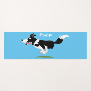 Tapis De Yoga Funny Border Collie chien en course dessin animé
