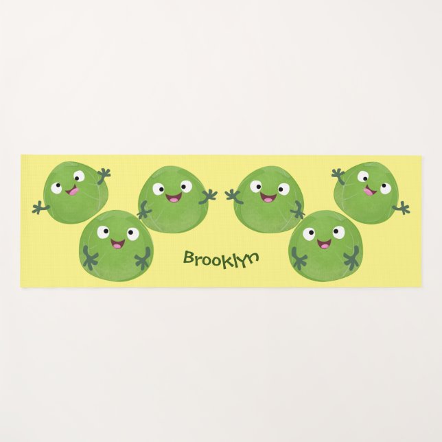 Tapis De Yoga Funny Brussels sprouts légumes caricature (Devant (Horizontal))