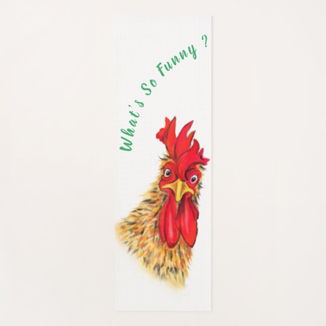 Tapis De Yoga Funny Surprised Curious Rooster Yoga Mat (Devant)