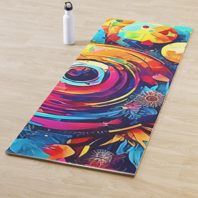 Tapis De Yoga Fusion florale cosmique (En situation)