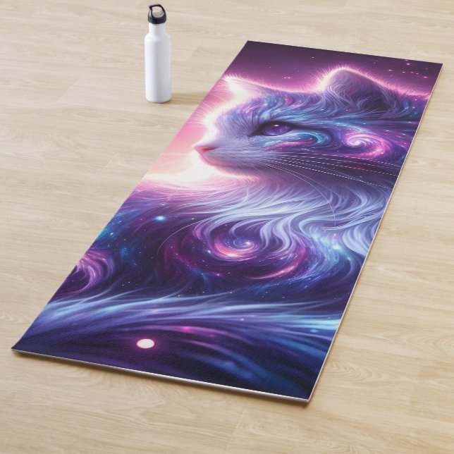 Tapis De Yoga Galaxie Cosmique Féline Mystique Céleste (En situation)