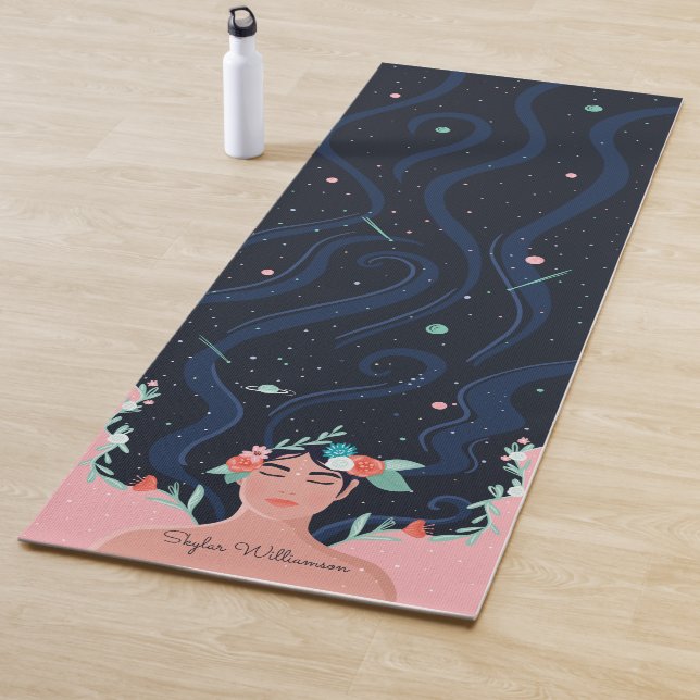 Tapis De Yoga Galaxie Spirituelle Stars & Florals Beauté féminin (En situation)