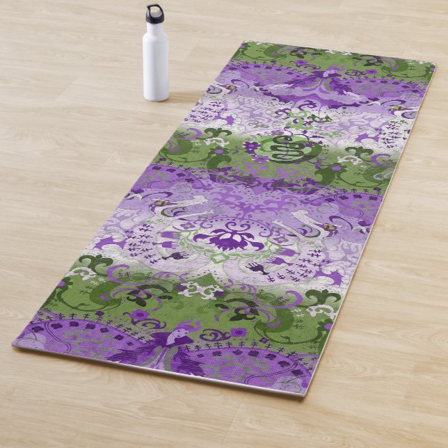 Tapis De Yoga Genderqueer Dragon Damask - Genderqueer Pride Drap (En situation)