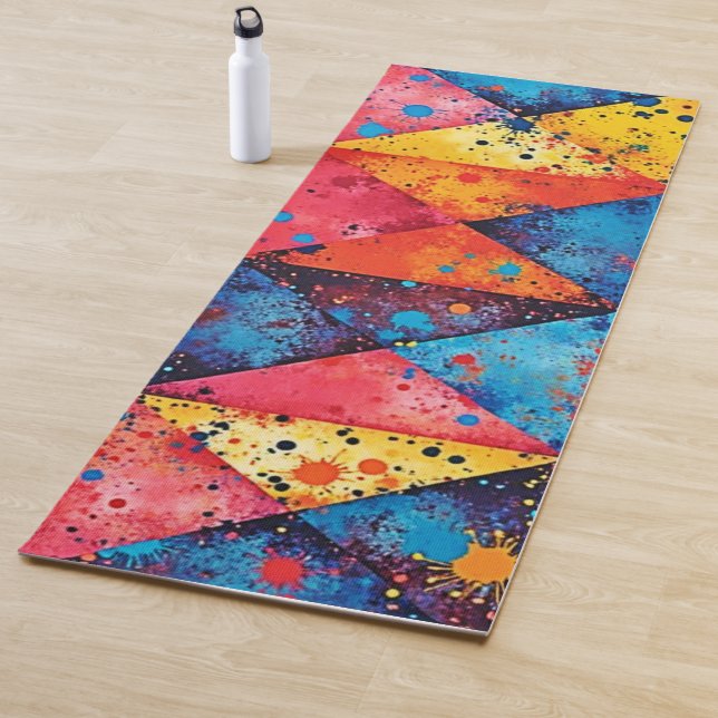 Tapis De Yoga Geometric Art: Vibrant Chaos (En situation)