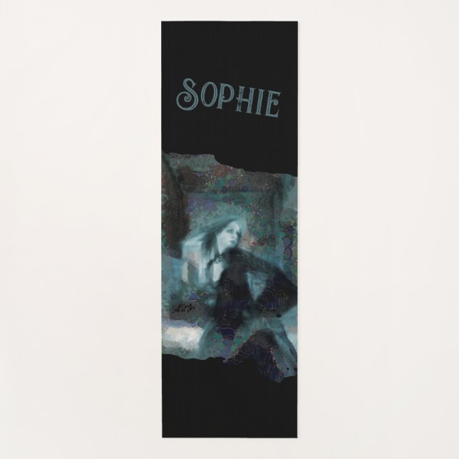 Tapis De Yoga Ghost Girl in Blue – Haunting Surreal Art (Devant)