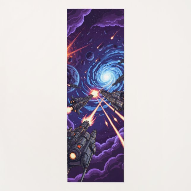 Tapis De Yoga gigantesque bataille spatiale avec des navires de  (Devant)