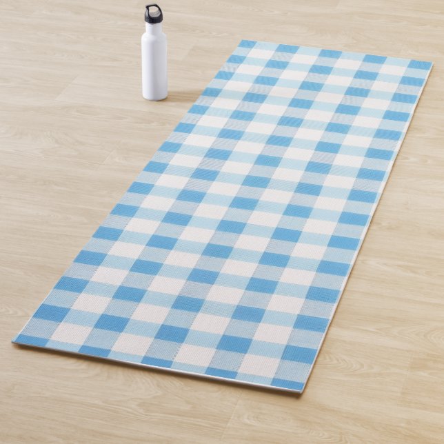 Tapis De Yoga Gingham Bleu Bébé (En situation)