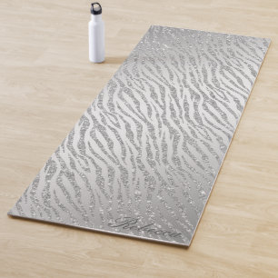 Tapis De Yoga Glam Parties scintillant argent Poster de animal p