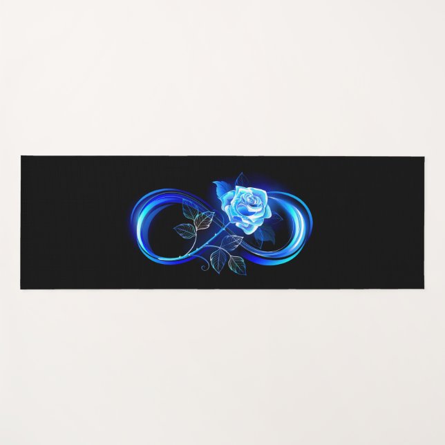 Tapis De Yoga Glowing infinity with blue rose (Devant (Horizontal))