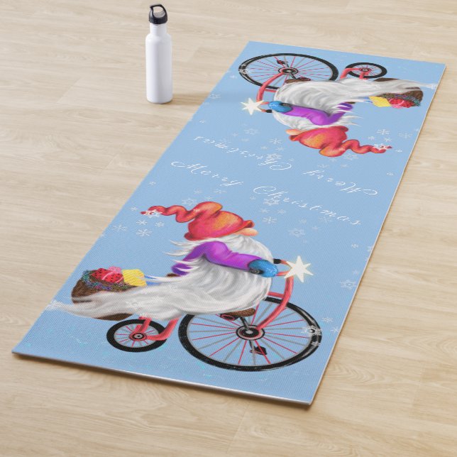 Tapis De Yoga Gnome cadeau de Yoga Mat de Noël avec vélo et cade (En situation)