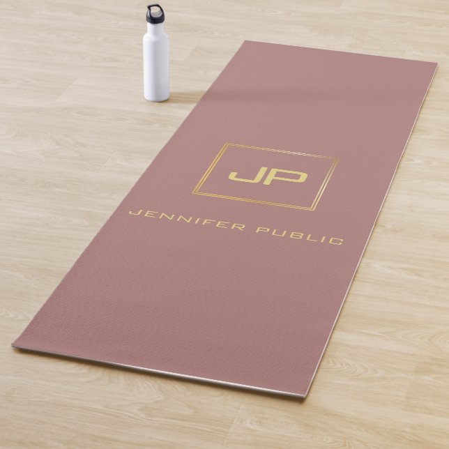Tapis De Yoga Gold Look Elegant Monogramme Sport Modèle (En situation)