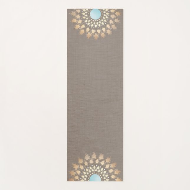 Tapis De Yoga Gold Lotus Mandala Taupe (Devant)