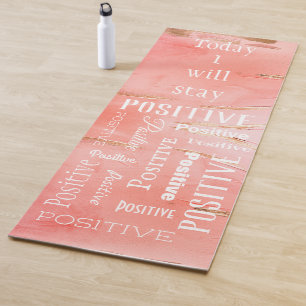 Tapis De Yoga Gold Peach Abstrait Script Gymnase Positive