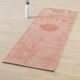 Tapis De Yoga Gold personnalisé initial corail tournesol art Yo