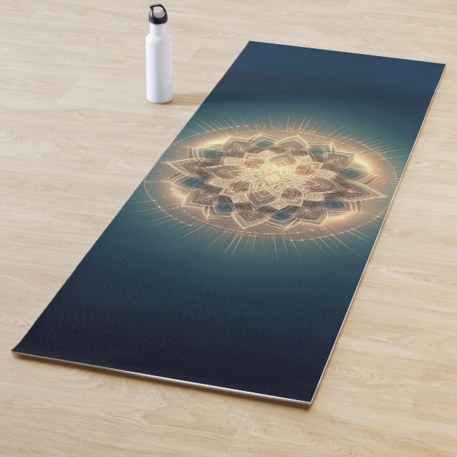 Tapis De Yoga Golden Mandala Glow - Spiritual Symmetry (En situation)