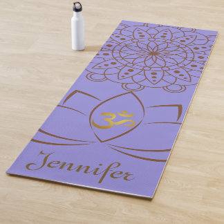 Tapis De Yoga Golden Om Lotus Mandala + Votre Nom Spirituel