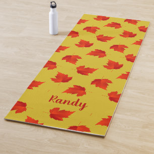 Tapis De Yoga Gradient rouge sec feuille nom personnalisé jaune