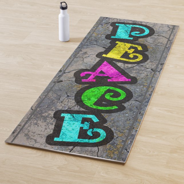 Tapis De Yoga Graffiti pour la paix (En situation)