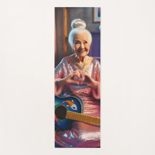 Tapis De Yoga Grand-mère aux mains du coeur