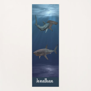 Tapis De Yoga Grand requin blanc et requin marteau personnalisé