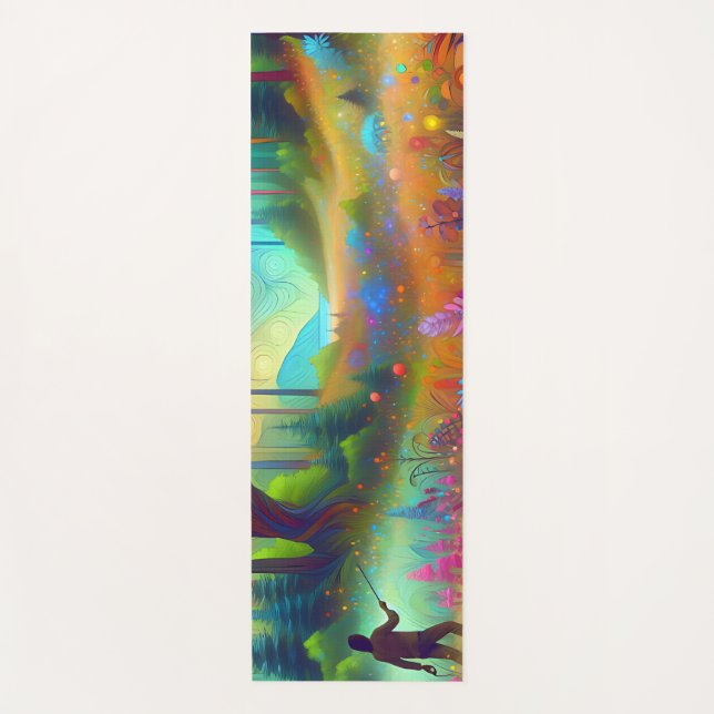 Tapis De Yoga Graphique abstrait du paysage forestier (Devant)