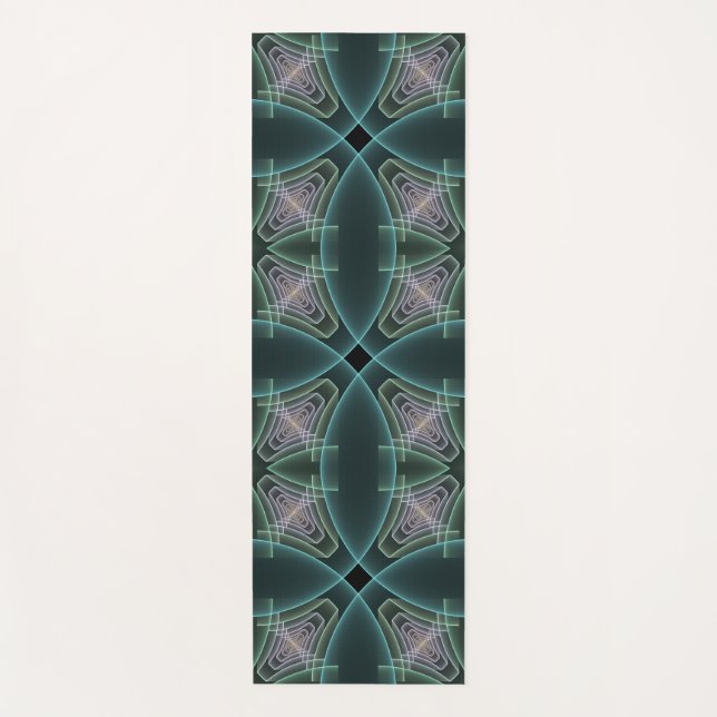 Tapis De Yoga Graphique géométrique Turquoise moderne (Devant)