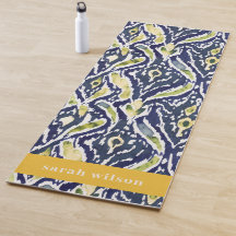 Gras bleu jaune Abstrait Ikat Motif