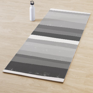 Tapis De Yoga Gras Moderne Strips Noir Blanc
