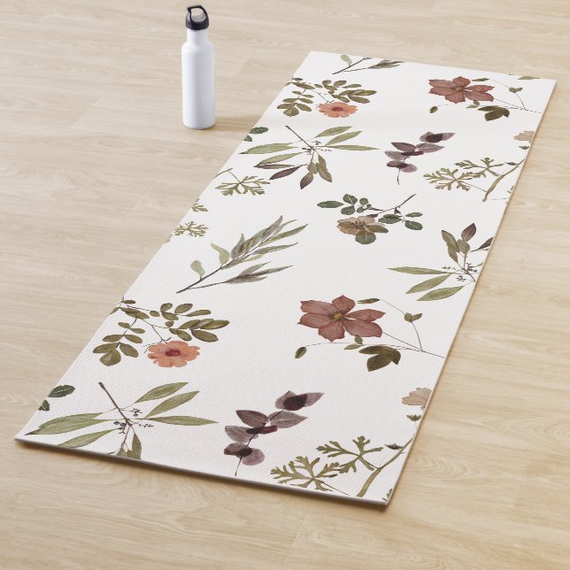 Tapis De Yoga Green Burgundy Wildflower (En situation)