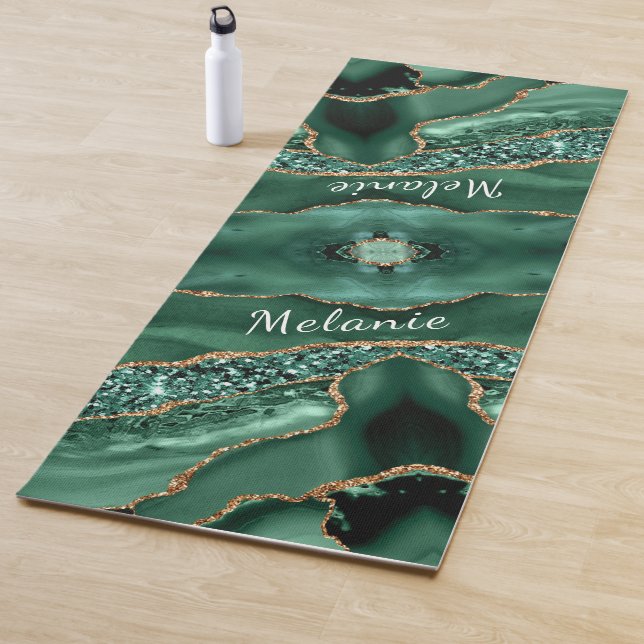 Tapis De Yoga Green Gold Emerald Custom Votre nom Yoga Mat (En situation)