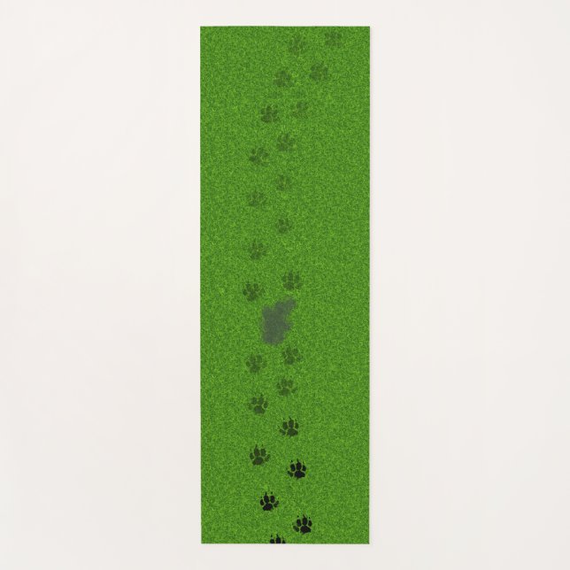 Tapis De Yoga Green grass with dog paw prints and a pee stain (Devant)