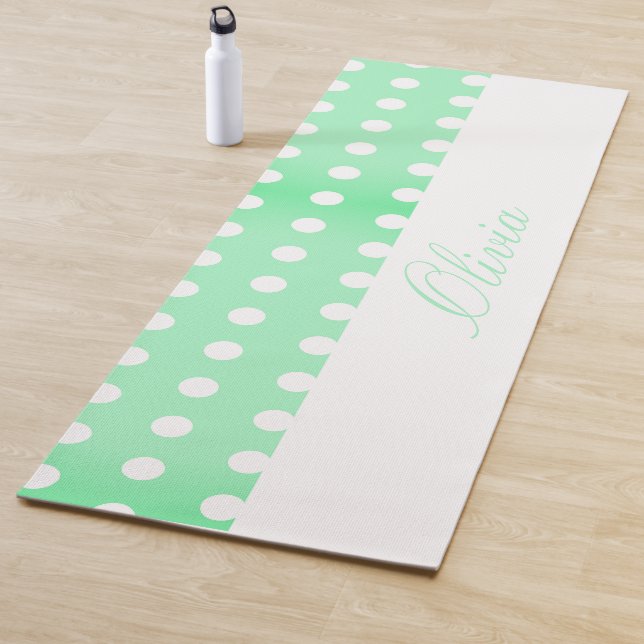 Tapis De Yoga Green Poka Dots (En situation)