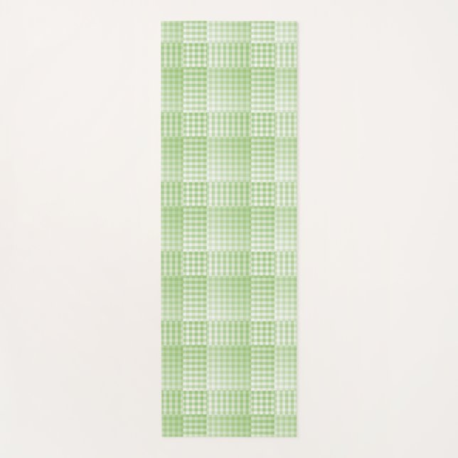 Tapis De Yoga Green White Checker Abstract Pattern (Devant)