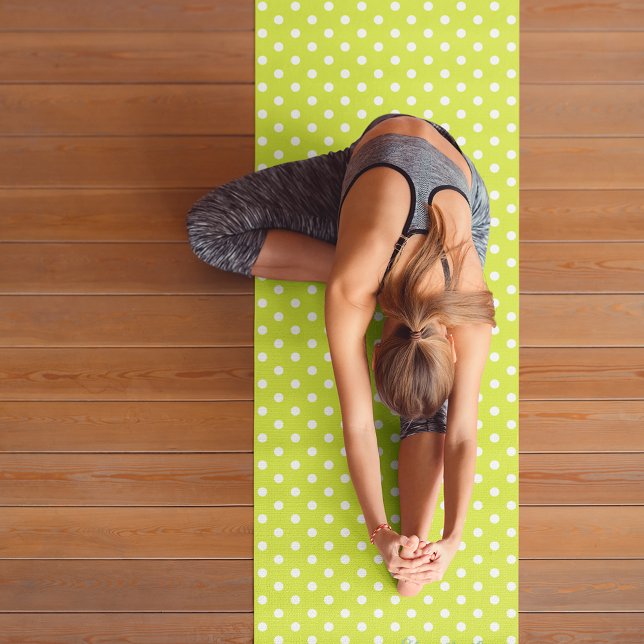 Tapis De Yoga Green White Retro Pois Monogramme Exercice (Green White Retro Polka Dots Monogram Exercise Yoga Mat)
