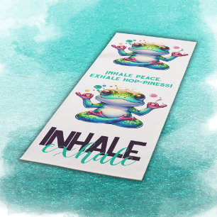 Tapis De Yoga Grenouille verte moderne Inhale Exhale  