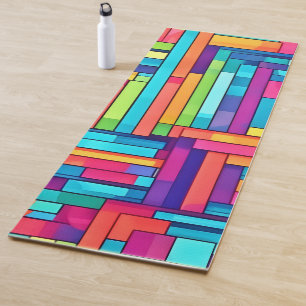 Tapis De Yoga Grille de néon - Mosaïque Abstraite colorée