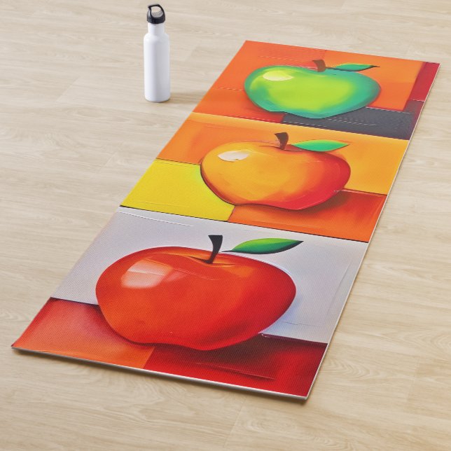 Tapis De Yoga Grille de pommes colorées (En situation)