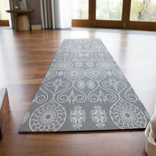 Tapis De Yoga Gris fibreux de graines de pieuvre textile à motif