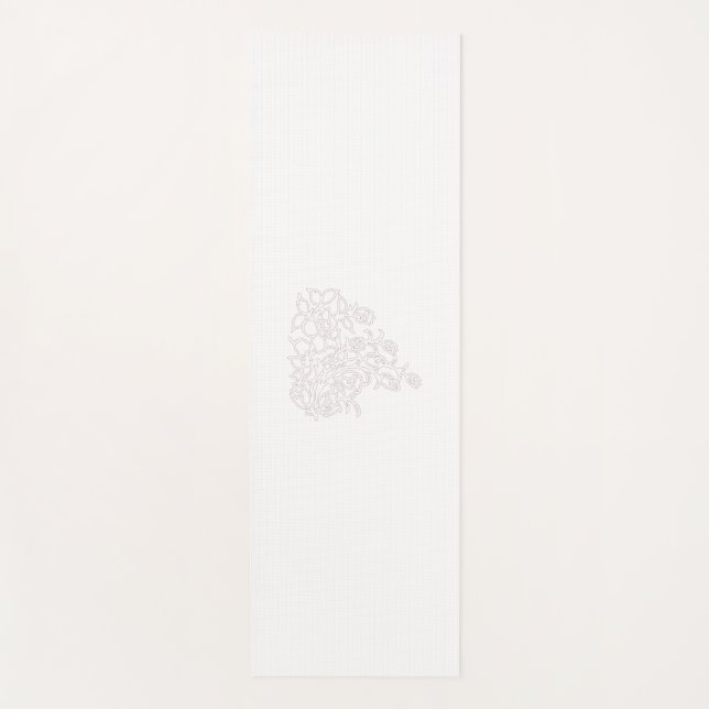 Tapis De Yoga Gris pâle, Lait Blanc, design floral (Devant)