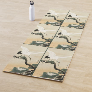 Tapis De Yoga Grue japonaise et pin de Ohara Koson d'époque