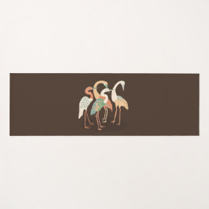 Tapis De Yoga Grues Pop Art de couleur neutre Brun uni sur le cô